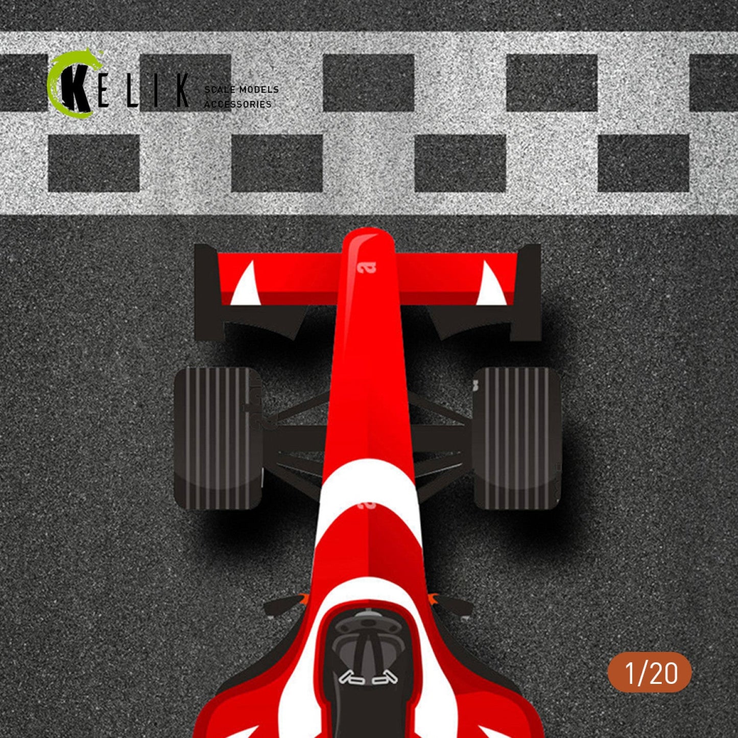 Kelik 1:20 F1 Start Position Base - Acrylic 3 mm (180 x 357 mm) (210 g) Reskit