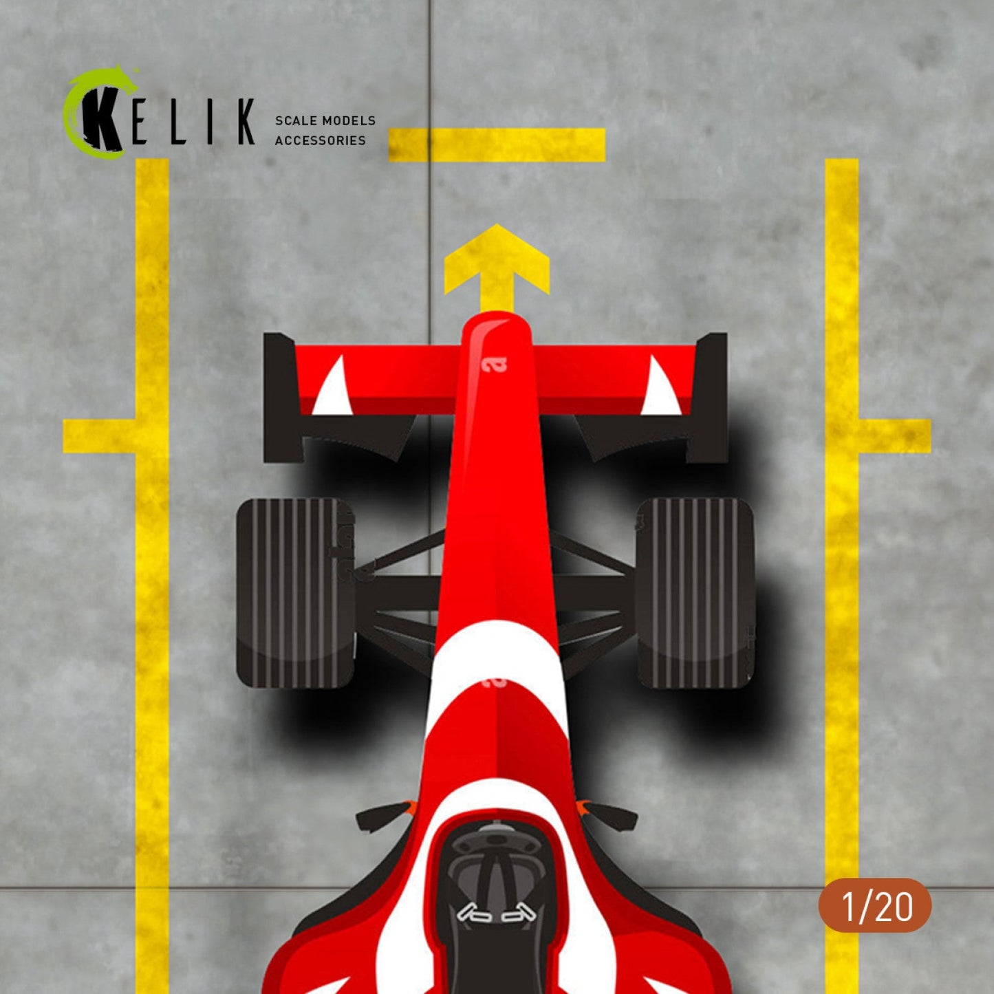 Kelik 1:20 Pit-F1 Pitstop Type 1 Base - Acrylic 3 mm (180 x 357 mm) (210 g) Reskit