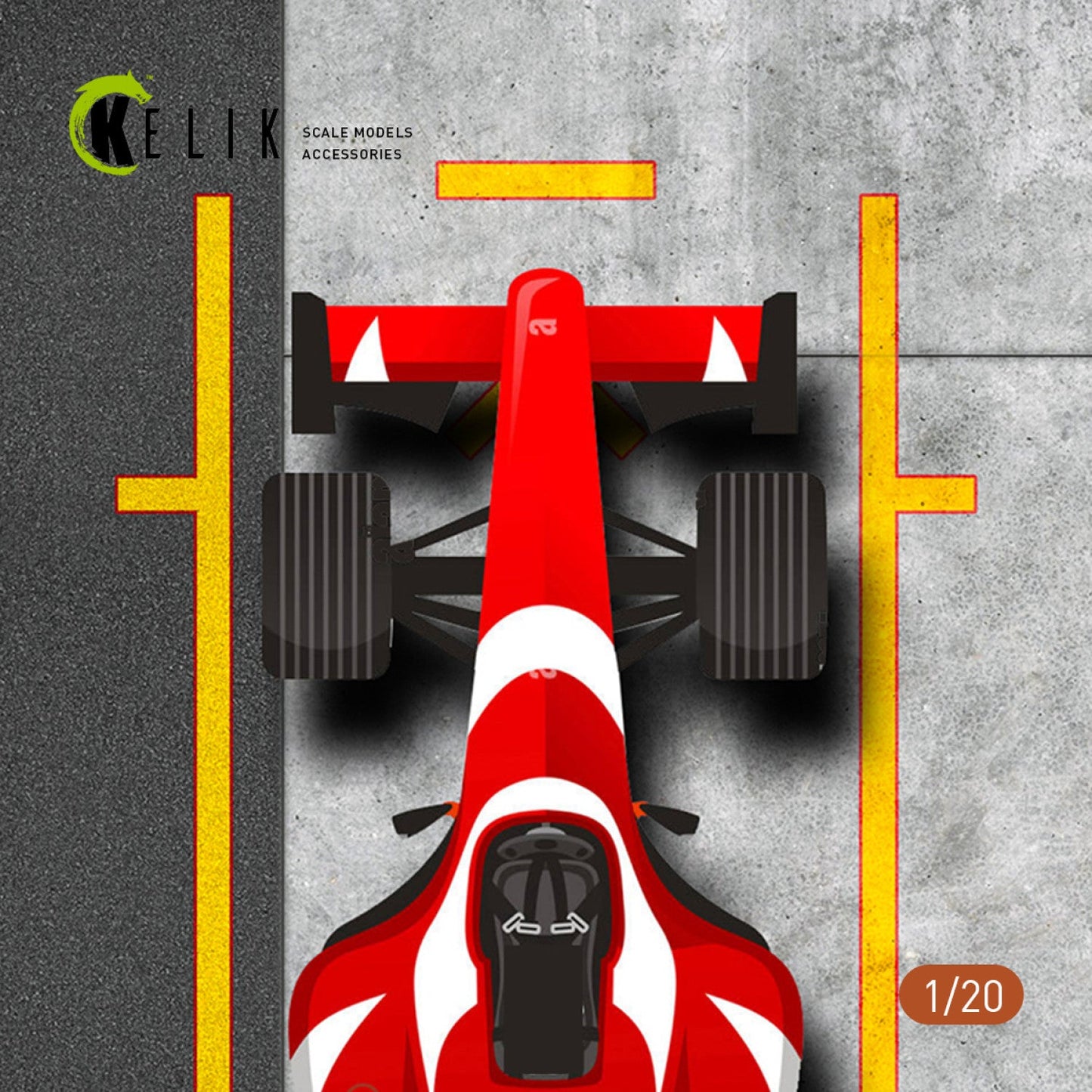 Kelik 1:20 Pit-F1 Pitstop Type 2 Base - Acrylic 3 mm (180 x 357 mm) (210 g) Reskit