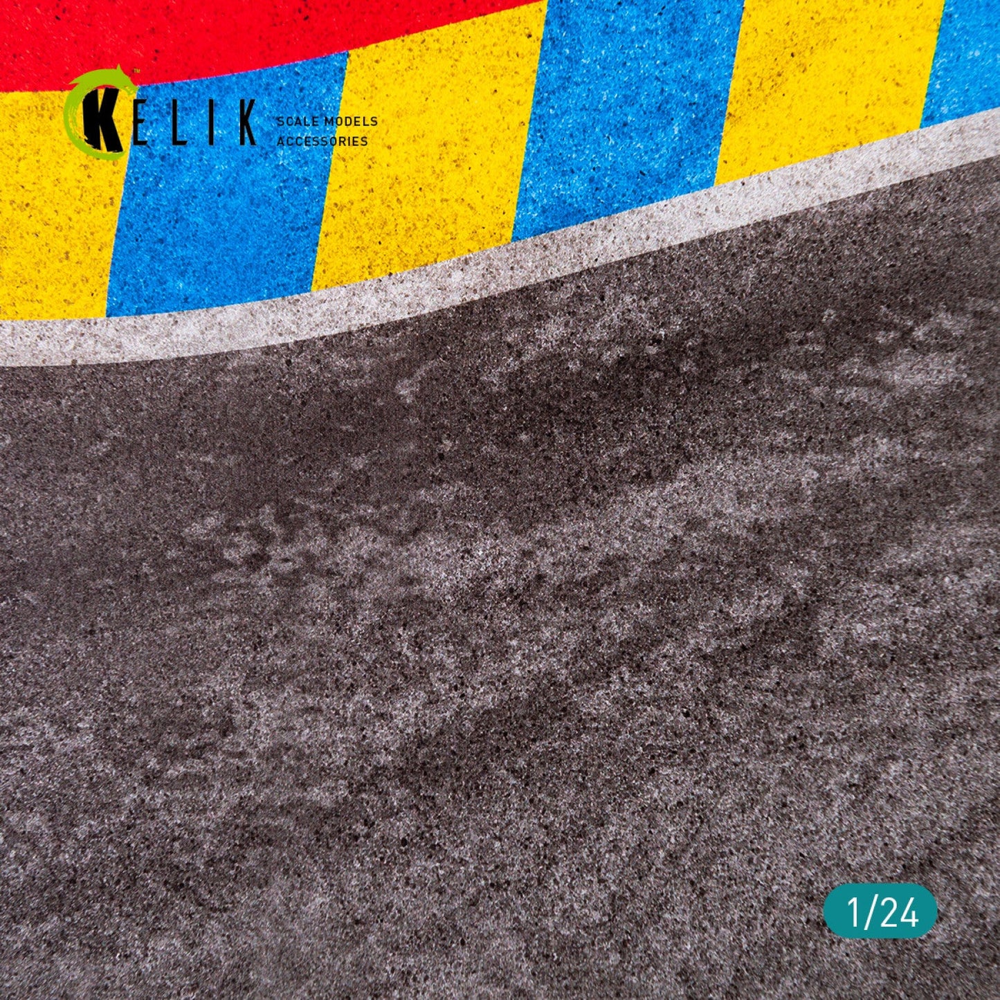 Kelik 1:24 Asphalt road 24 Hours of Le Mans Turn Base - Acrylic 3 mm (180 x 357 mm) Reskit
