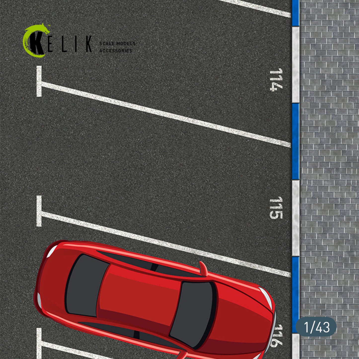 Kelik 1:43 Supermarket Parking type 2 Base - Acrylic 3 mm (180 x 357 mm) (210 g) (Copy)