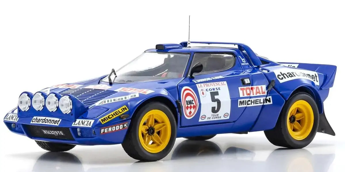 Kyosho 1/18 Lancia Stratos HF 1976 Tour de Corse Blue Nr. 5 Diecast Model Car Kyosho