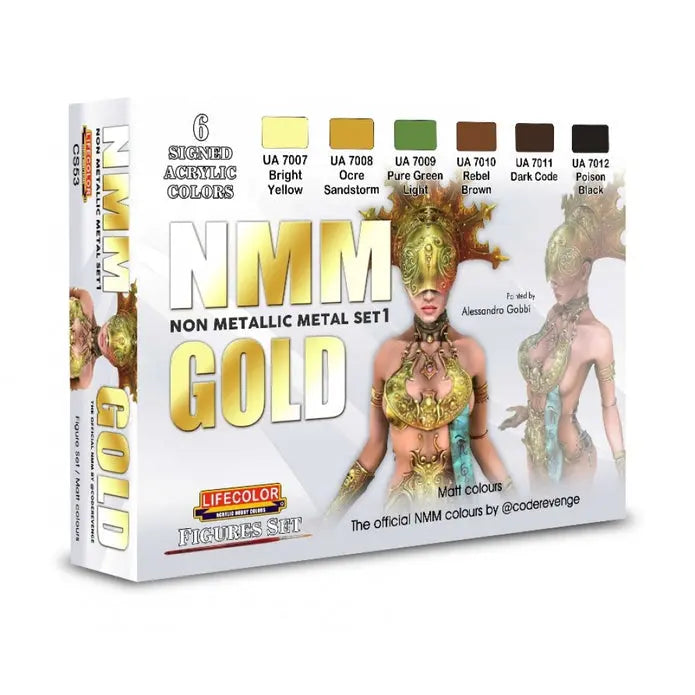 LifeColor Non Metallic Metal Paint Set 1 GOLD (22ml x 6) Lifecolor