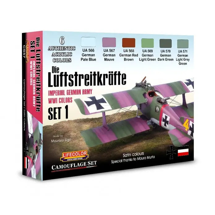LifeColor Die Luftstreitkrafte WWI Acrylic Paint Set 6 x 22ml Lifecolor
