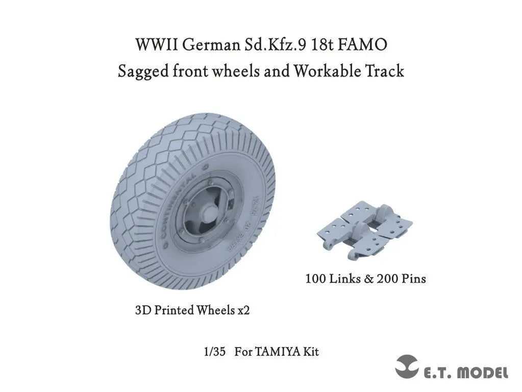 E.T. Model 1/35 WWII German Sd.Kfz.9 18t FAMO Sagged front wheels and Workable Track E.T. Model
