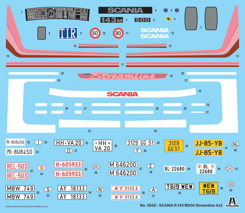 Italeri 1/24 Scania R143 M 500 Streamline 4x2 Truck Plastic Model Kit Italeri