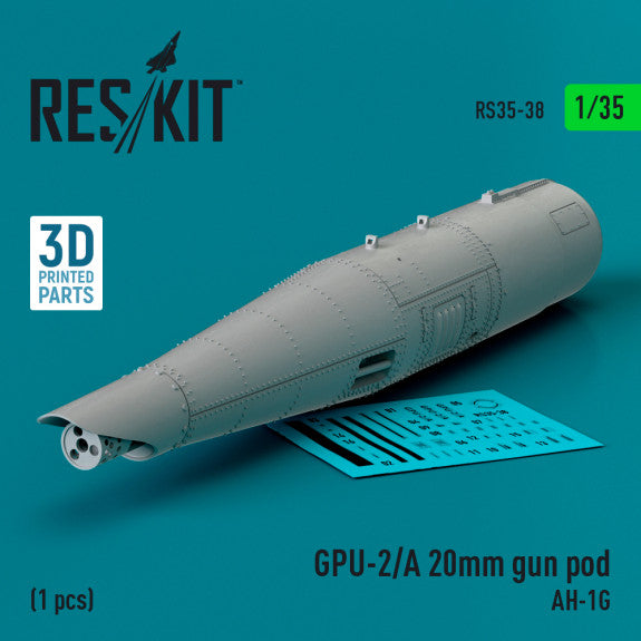 ResKit 1:35 GPU-2/A 20mm gun pod for AH-1G (1 pcs) (3D Printed) Reskit