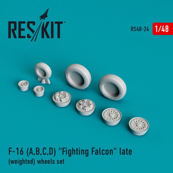 ResKit 1:48 F-16 (A,B,C,D) "Fighting Falcon" late (weighted) wheels set Reskit