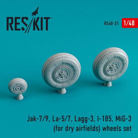 ResKit 1:48 Jak-7/9, La-5/7, Lagg-3, I-185, MiG-3 wheels set for dry airfields Reskit