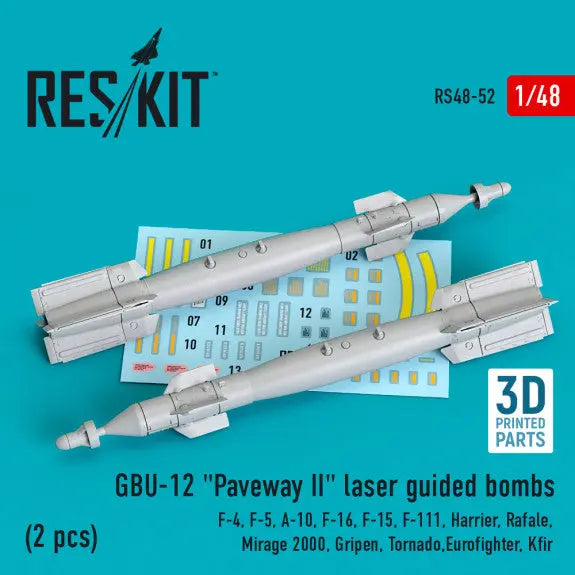 Res/Kit 1:48 GBU-12 "Paveway II" laser guided bombs (2 pcs) (3D Printed) Res/Kit