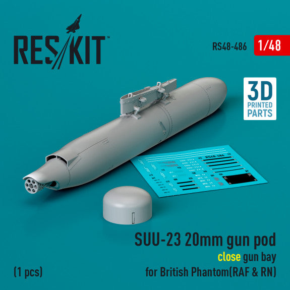 ResKit 1:48 SUU-23 20mm gun pod (close gun bay) for British Phantom (RAF & RN) (1 pcs) (3D Printed) Reskit