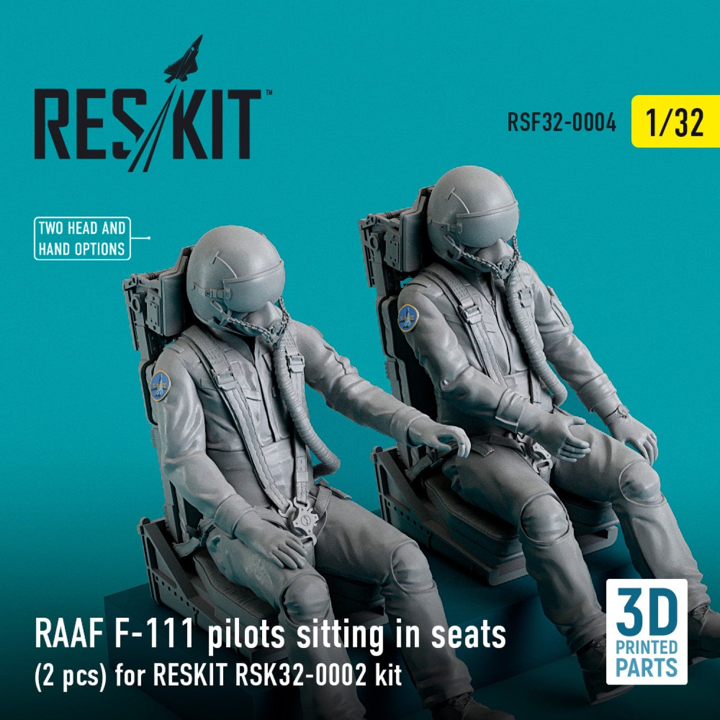 ResKit 1:32 RAAF F-111 pilots sitting in seats (2 pcs) for RESKIT RSK32-0002 kit (3D Printed) Reskit