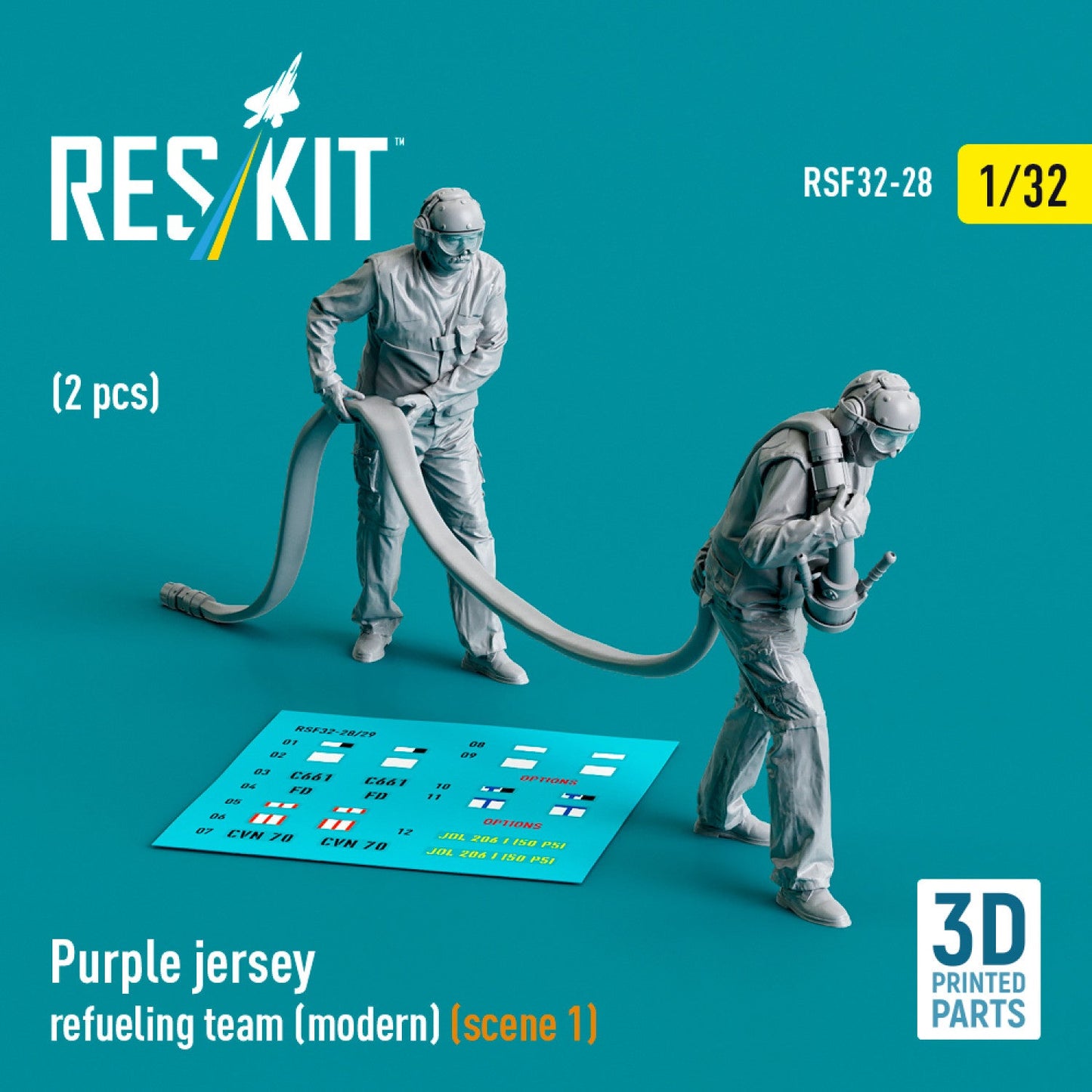 ResKit 1:32 Purple jersey refueling team (modern) (scene 1) (2 pcs) (3D Printed) Reskit