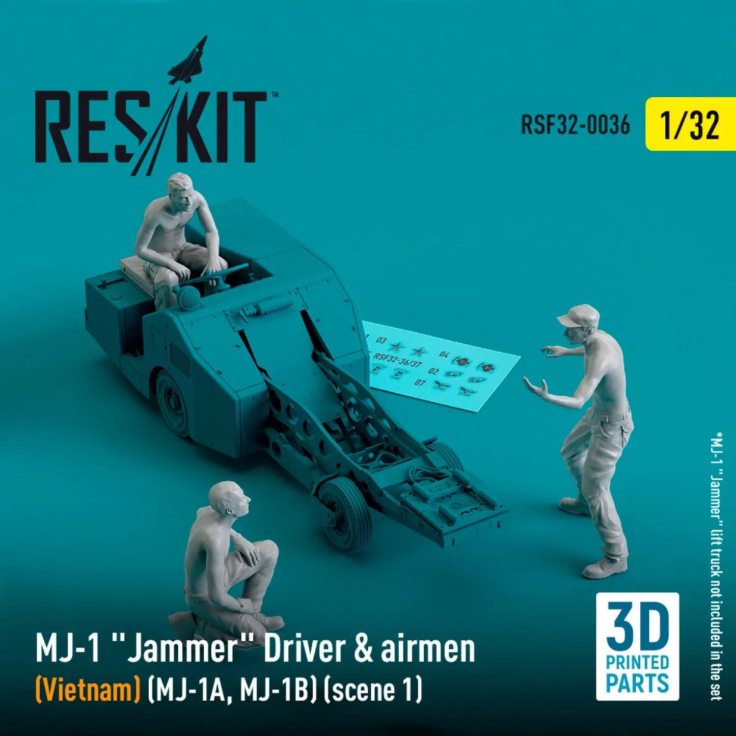 ResKit 1:32 MJ-1 "Jammer" Driver & airmens (Vietnam) (MJ-1A,MJ-1B) (scene 1) (3 pcs) (3D Printed) Reskit