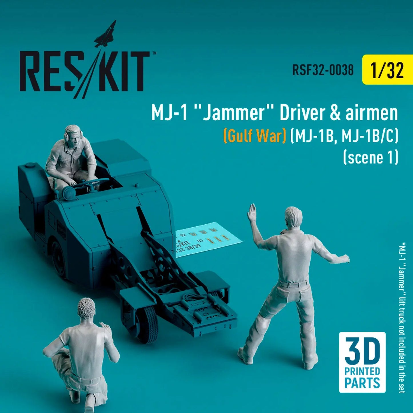ResKit 1:32 MJ-1 "Jammer" Driver & airmens (Gulf War) (MJ-1B, MJ-1B/C) (scene 1) (3 pcs) (3D Printed) Reskit