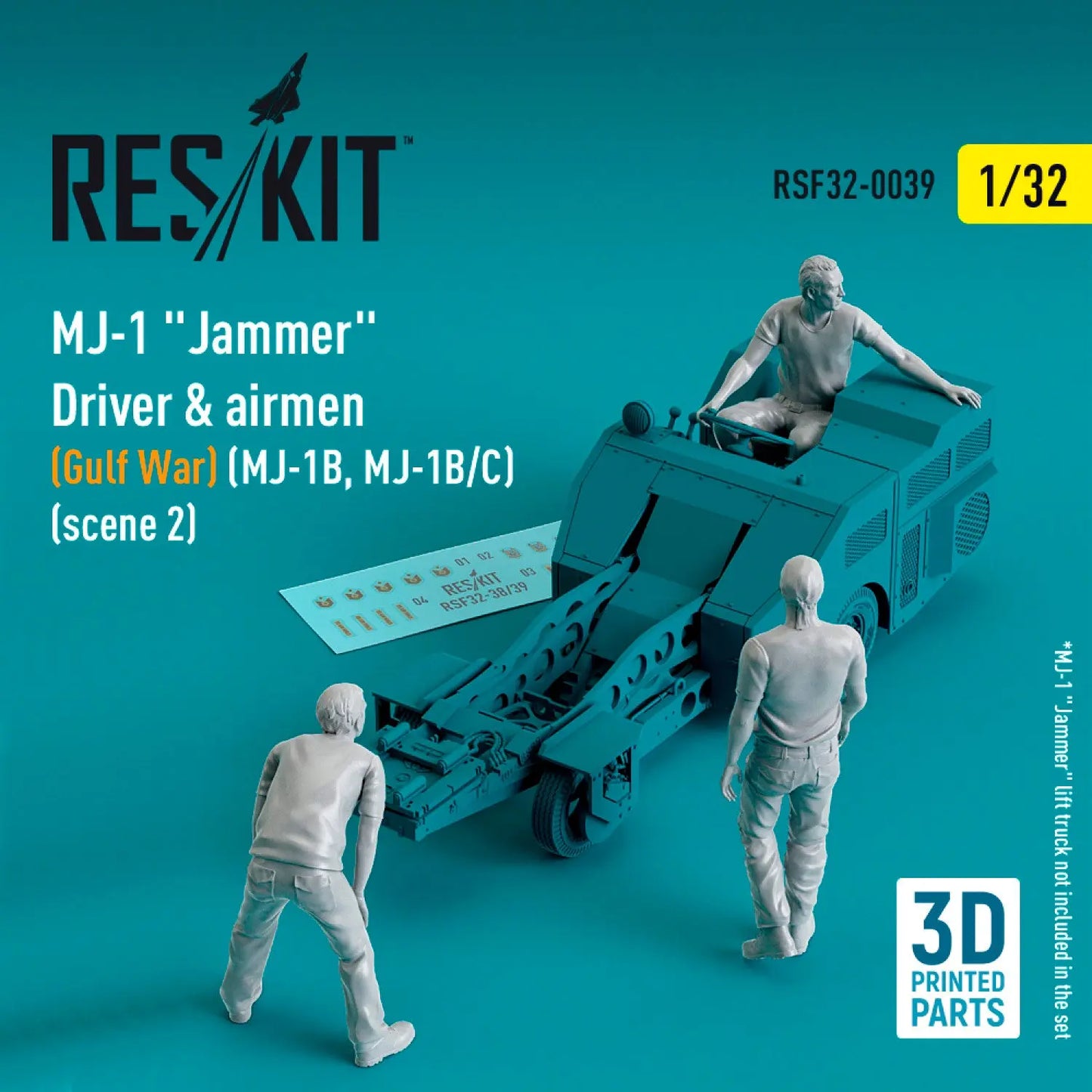 ResKit 1:32 MJ-1 "Jammer" Driver & airmens (Gulf War) (MJ-1B, MJ-1B/C) (scene 2) (3 pcs) (3D Printed) Reskit