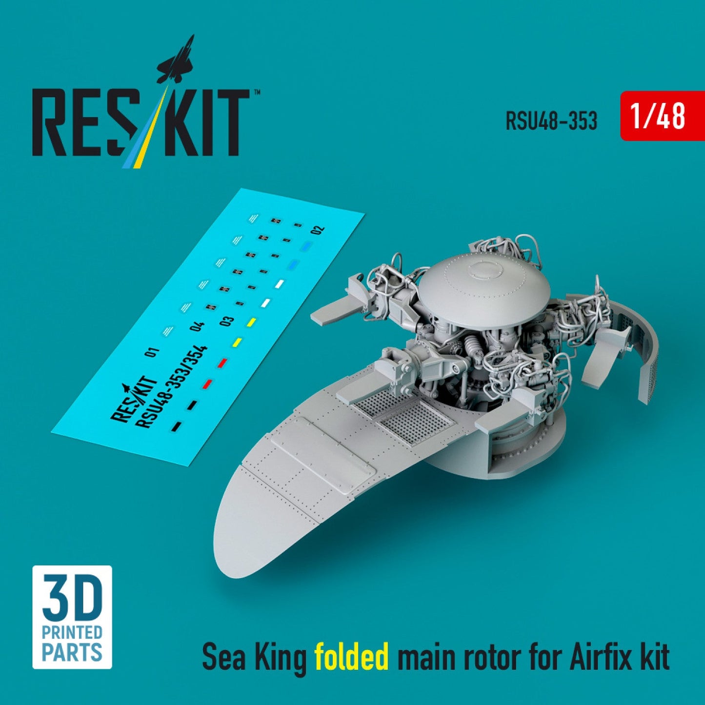 Res/Kit 1:48 Sea King folded main rotor for Airfix kit (3D printed) Res/Kit