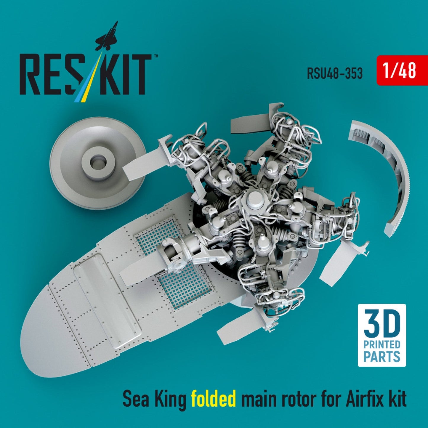 Res/Kit 1:48 Sea King folded main rotor for Airfix kit (3D printed) Res/Kit