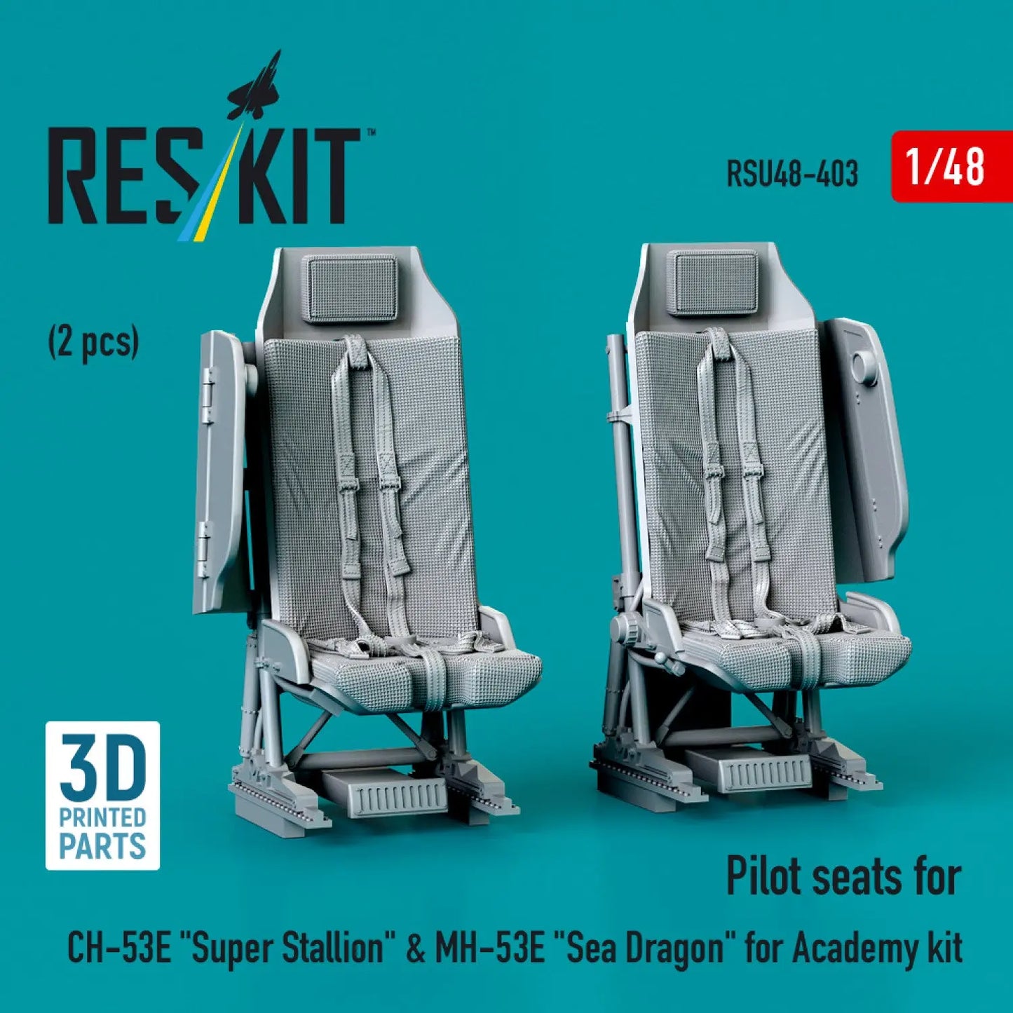 Reskit 1/48 Pilot seats for CH-53E "Super Stallion" & MH-53E "Sea Dragon" for Academy kit (2 pcs) (3D printed) Reskit