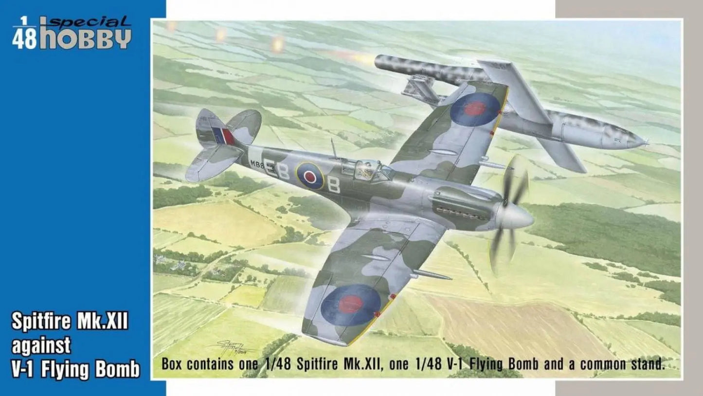Special Hobby 1/48 Spitfire Mk.XII against V-1 Flying Bomb Plastic Model Kit Special Hobby