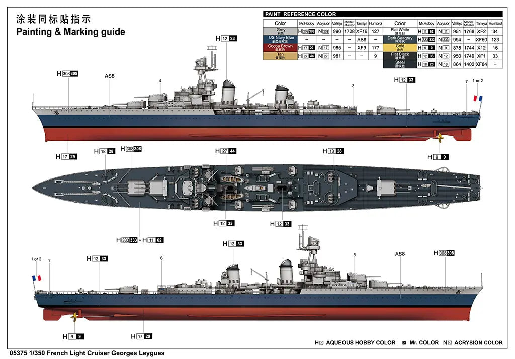 Trumpeter 1/350 French Light Cruiser Georges Leygues Plastic Model Kit Trumpeter