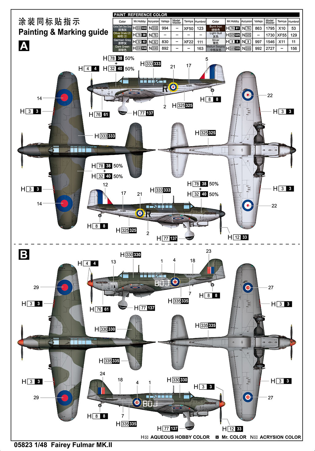 Trumpeter 1/48 Fairey Fulmar MK.II Plastic Model Kit Trumpeter