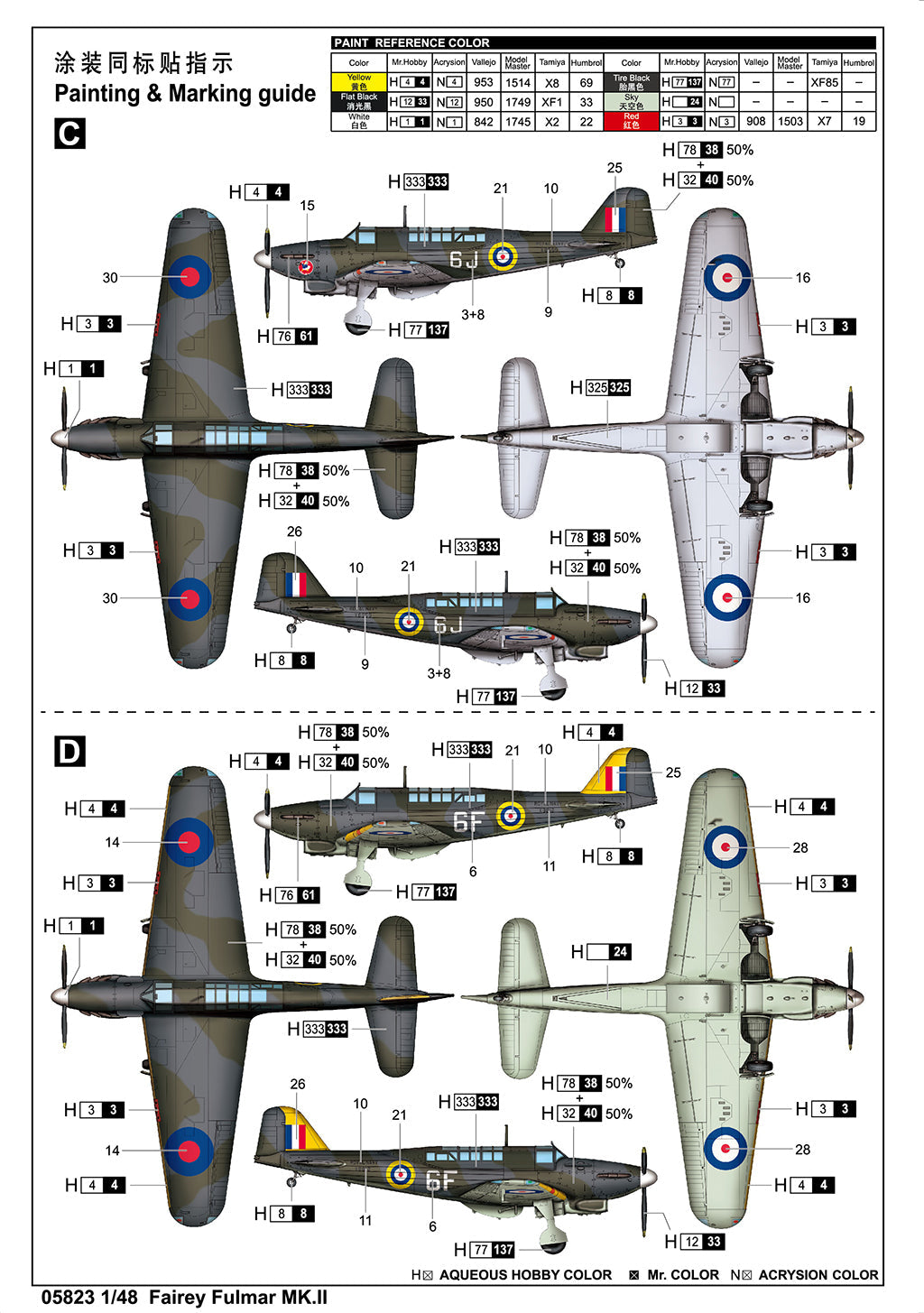 Trumpeter 1/48 Fairey Fulmar MK.II Plastic Model Kit Trumpeter