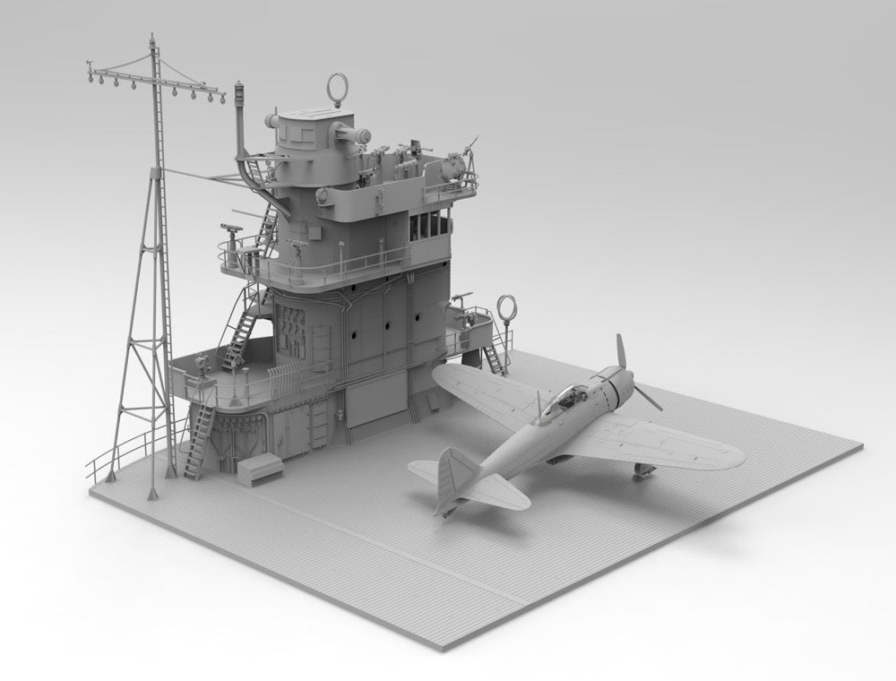 Border Model 1/35 Akagi Bridge w/ Flight Deck A6M2 Zero Fighter Plastic Model Kit