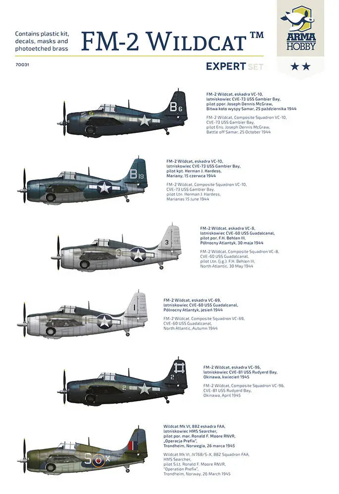 Arma Hobby 1:72 FM-2 Wildcat Expert Set Plastic Model Kit Arma Hobby