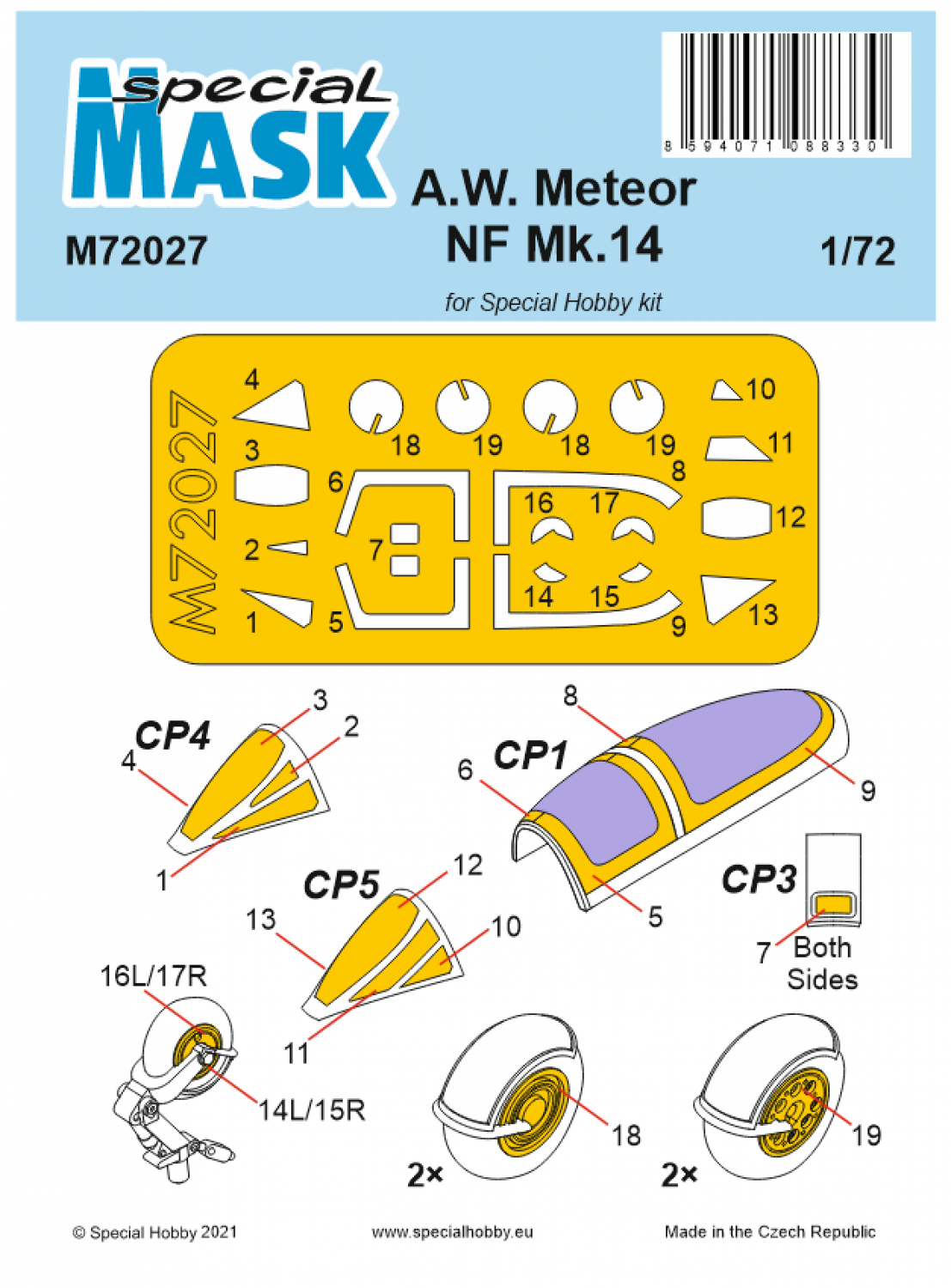 Special Hobby 1/72 A.W. Meteor NF Mk.14 Mask Special Hobby