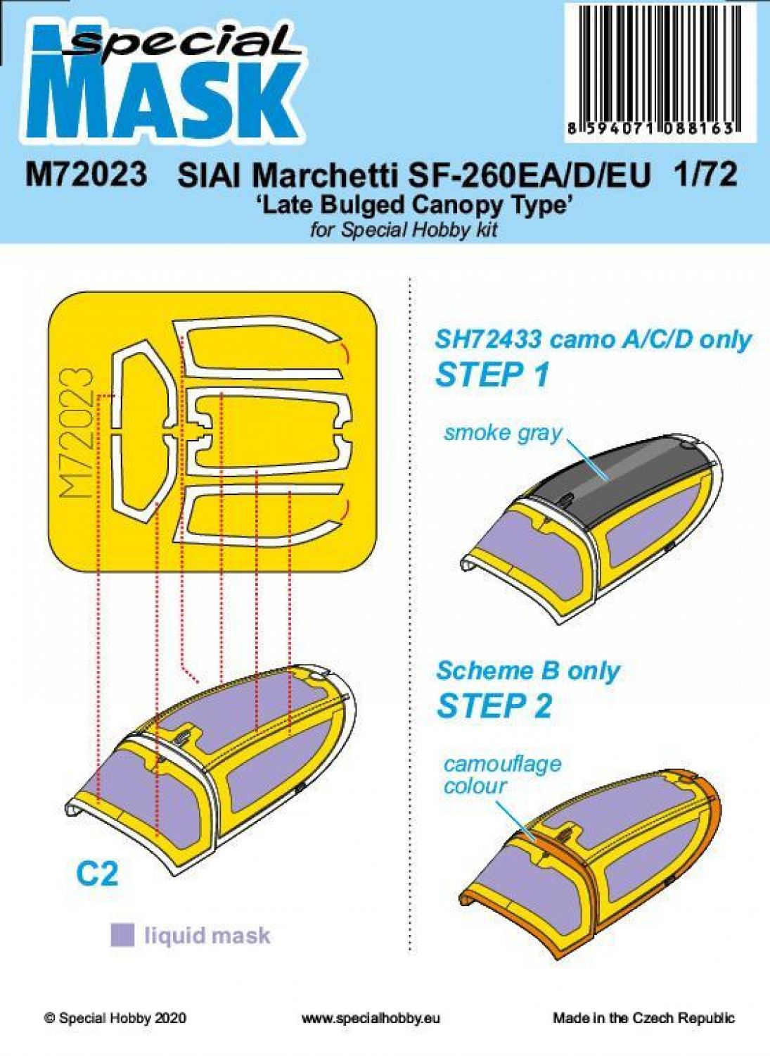 Special Hobby 1/72 SIAI-Marchetti SF-260EA/D/EU "Late Bulged Canopy Type" Mask Special Hobby