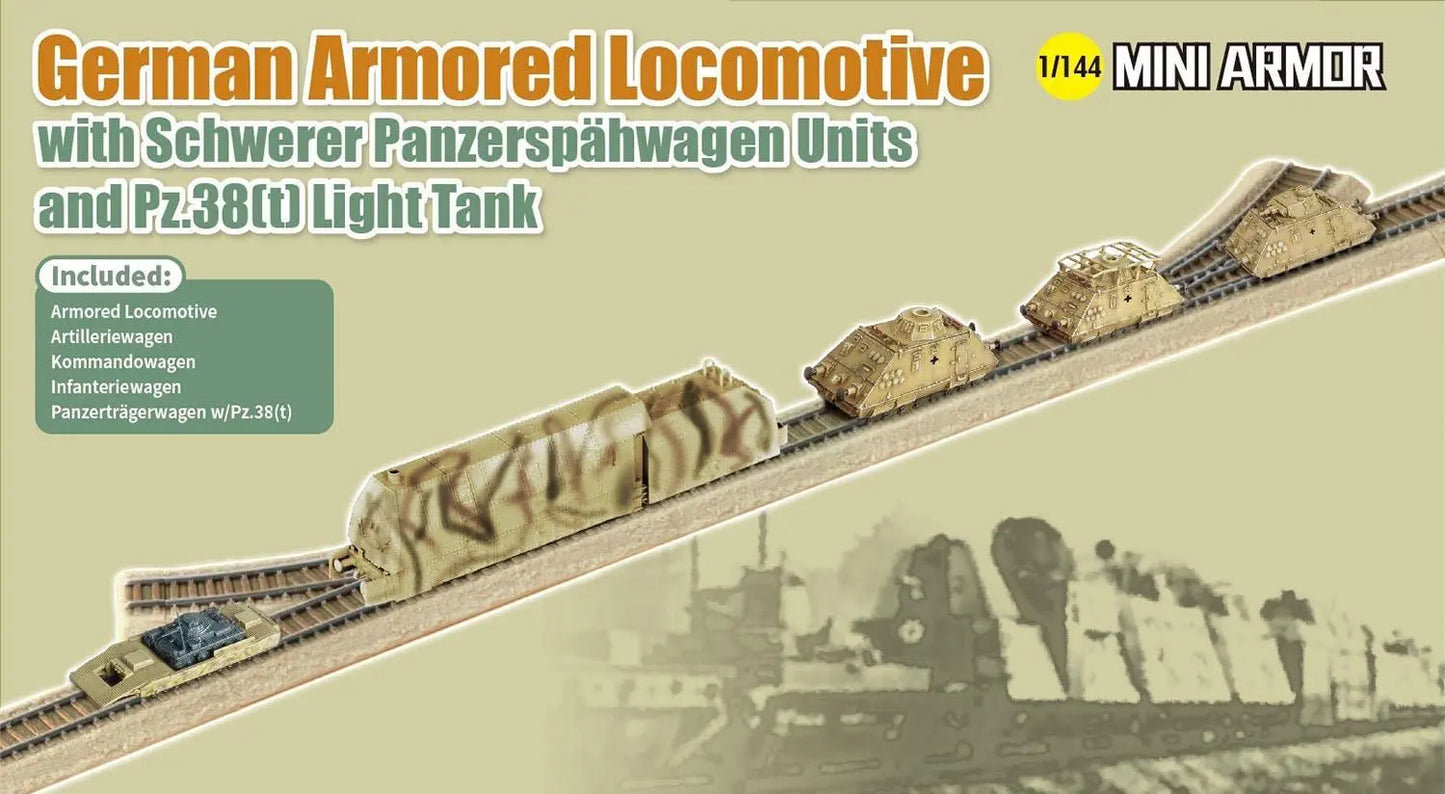 Dragon 1/144 German Armored Locomotive w/ Schwerer Panzerspahwagen Units Plastic Model Kit Dragon