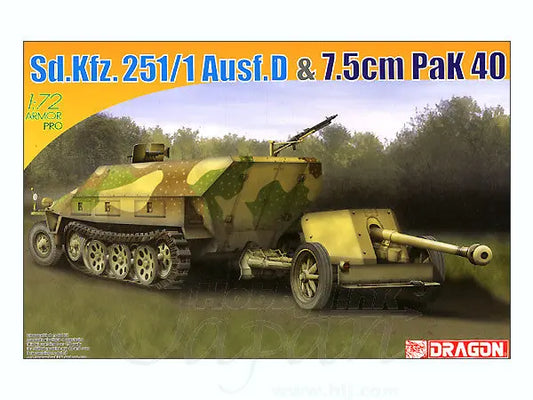 Dragon 1/72 Sd.Kfz.251 Ausf.D + 7.5cm PaK 40 Plastic Model Kit Dragon