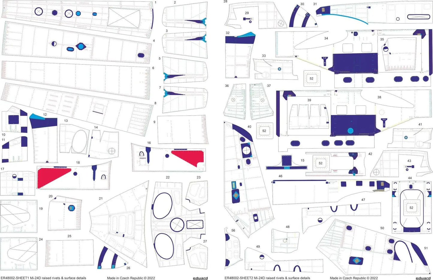 Eduard 1/48 Mi-24D positive rivets & surface details Eduard