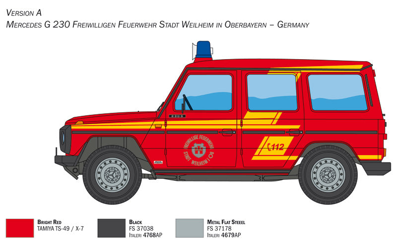 Italeri 1:24 Mercedes Benz G230 Feuerwehr Plastic Model Kit Italeri