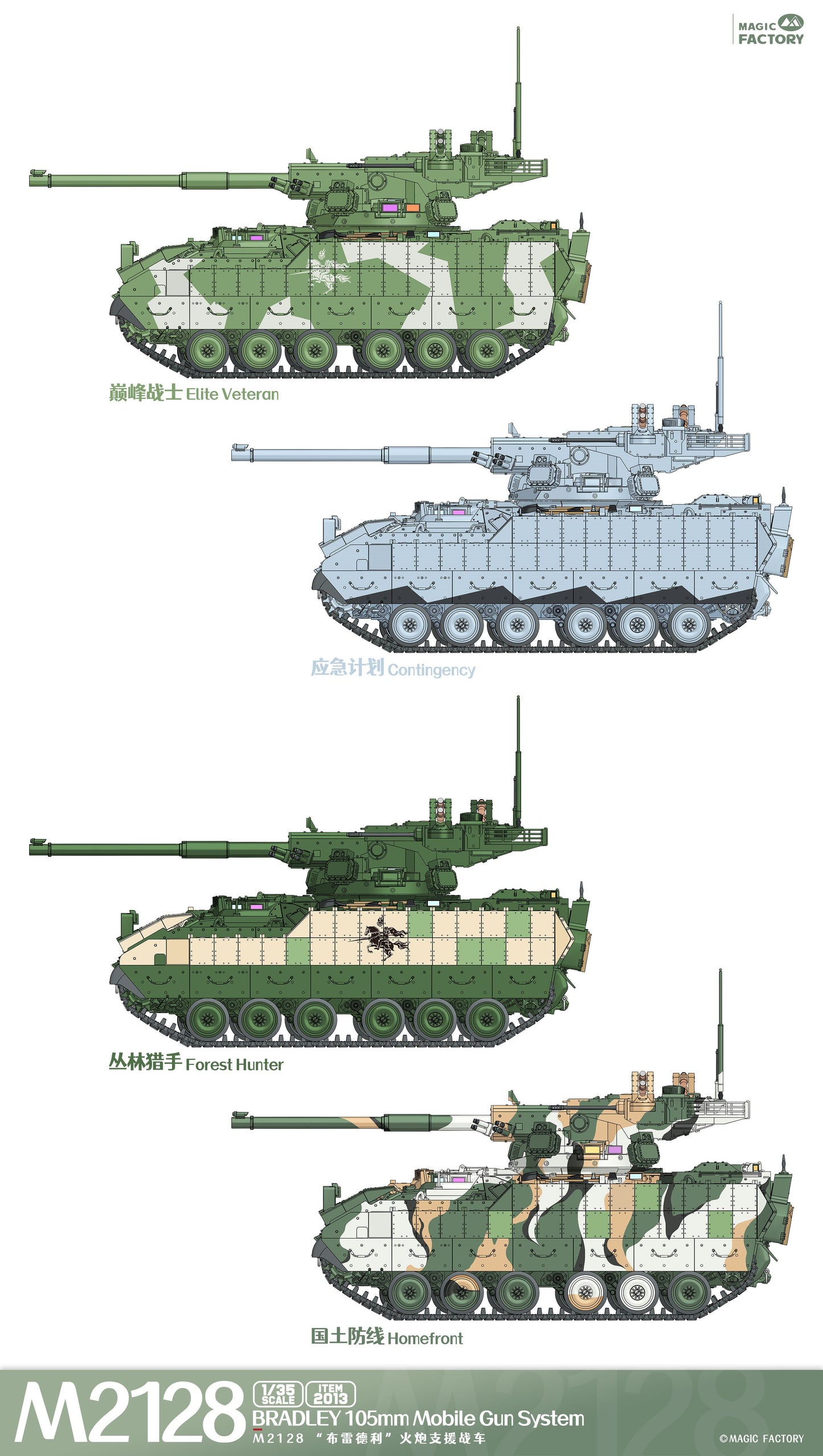 Magic Factory 1/35 M2128 Bradley 105mm Mobile Gun System Plastic Model Kit Magic Factory