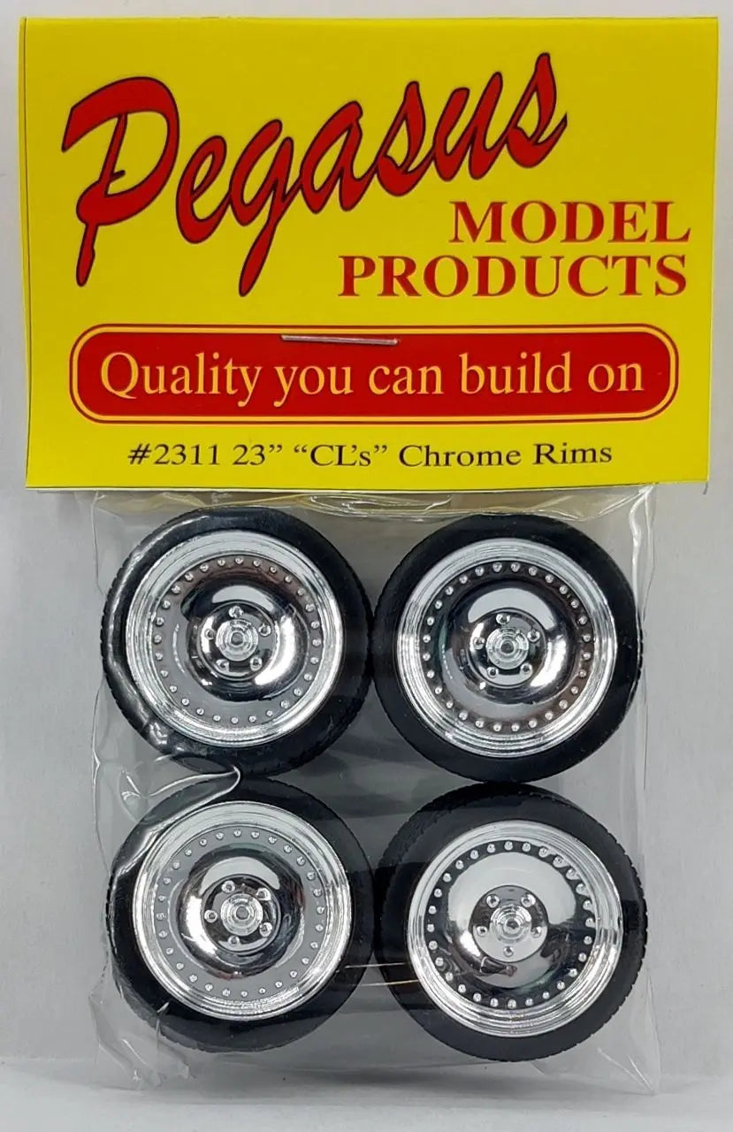 Pegasus 1/24 23" "Cl’s" Rims W/Tires Chrome for Scale Models - Franklin Hobbies Ltd