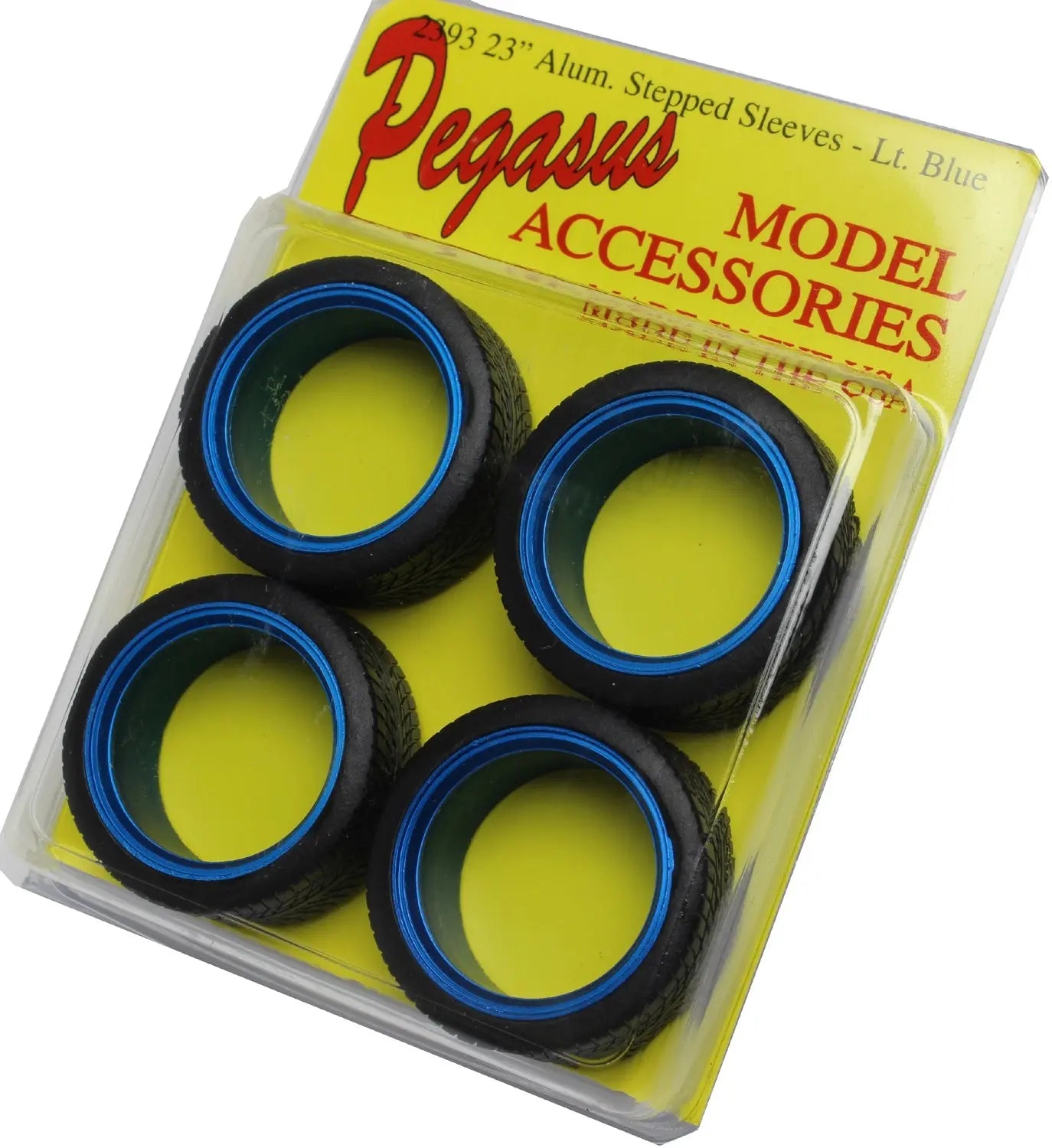 Pegasus 1/24 Sleeves 23" Stepped Alum Polishedlt Blue W/ Tire for Scale Models - Franklin Hobbies Ltd