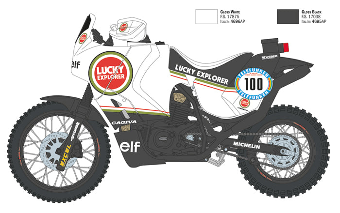 Italeri 1/9 Cagiva Elefant 850 Paris-Dakar 1987 Plastic Model Kit Italeri