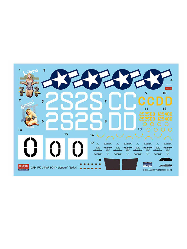 Academy 1/72 USAAF B-24H Liberator "Zodiac" Plastic Model Kit Academy