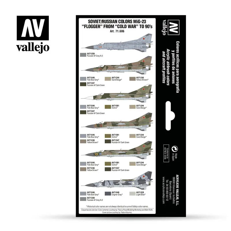 Vallejo Model Air Soviet / Russian MiG-23 "Flogger" from 70's to 90's (8) Acrylic Paint Set Vallejo