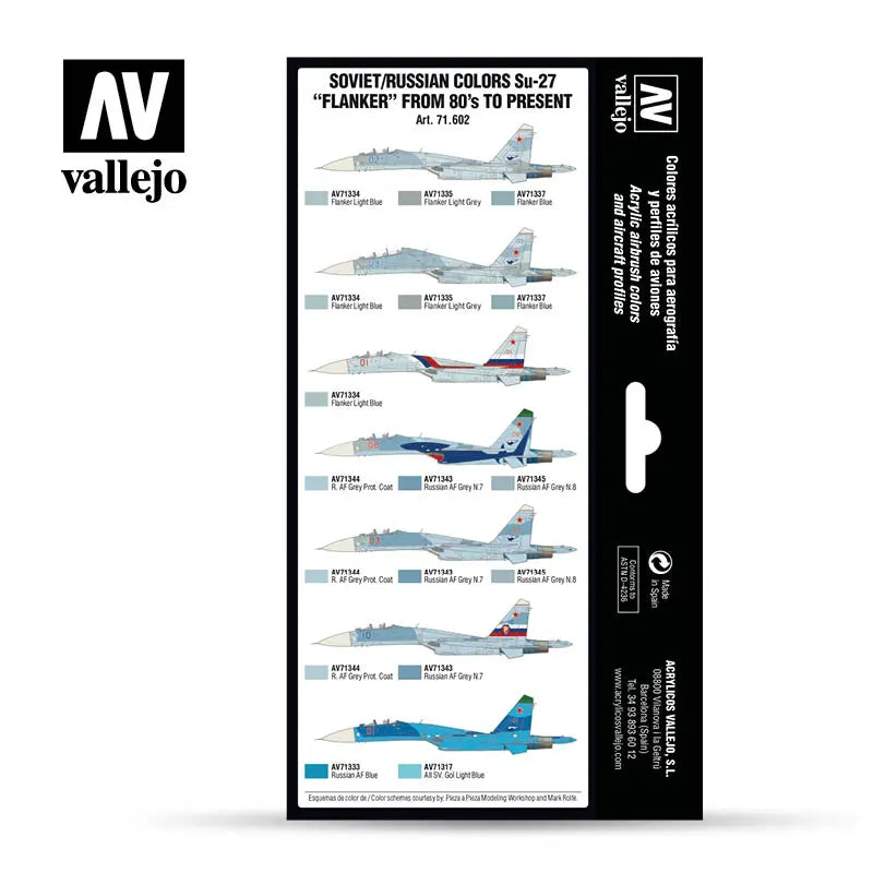 Vallejo Model Air Soviet / Russian Su-27 "Flanker" from 80's to present Acrylic Paint Set Vallejo