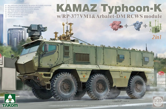 Takom 1/35 KAMAZ Typhoon-K w/RP-377VM1 & Arbalet-DM RCWS module 2 in 1 Plastic Model Kit Takom