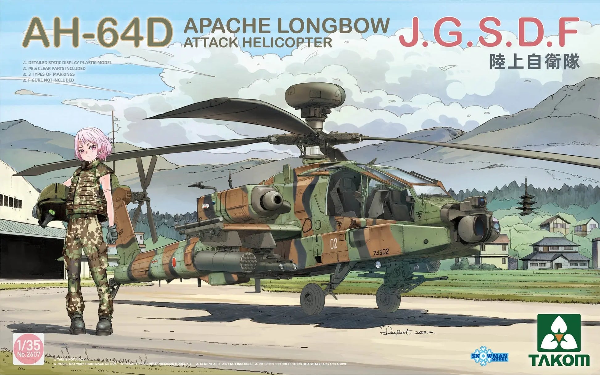 Takom 1/35 AH-64D Apache Longbow J.G.S.D.F Attack Helicopter Plastic Model Kit Takom