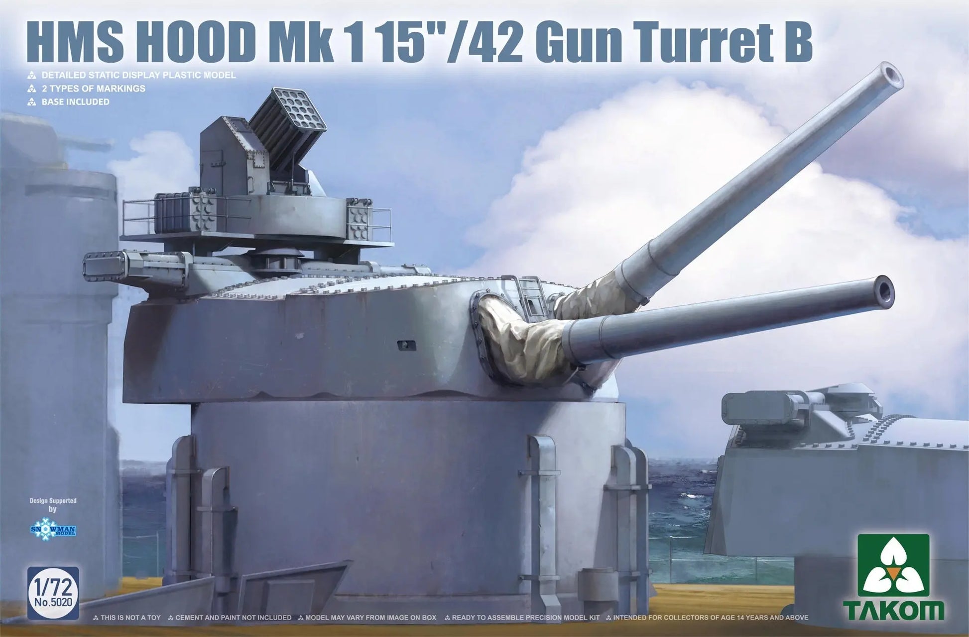 Takom 1/72 HMS Hood 15"/42 Mk1 Gun Turret B Plastic Model Kit Takom