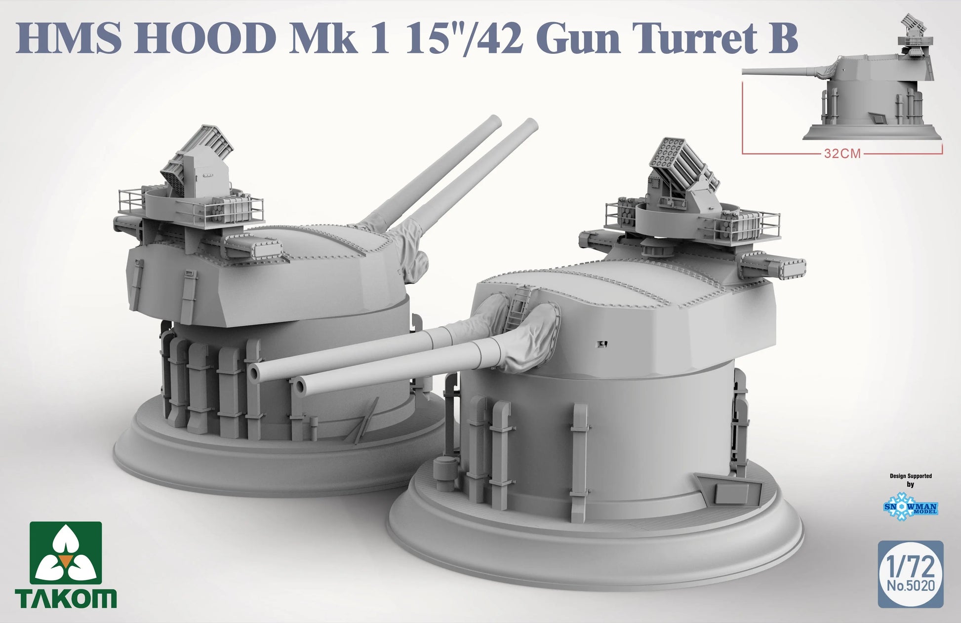 Takom 1/72 HMS Hood 15"/42 Mk1 Gun Turret B Plastic Model Kit Takom