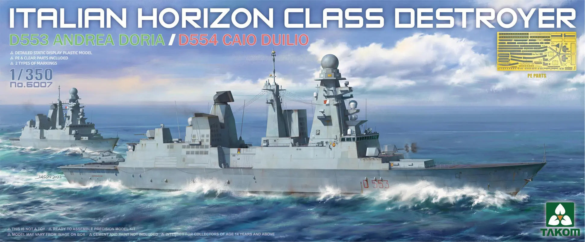 Takom 1/350 Italian Horizon Class Destroyer D553 Andrew Doria / D554 Caio Duiluo Plastic Model Kit Takom