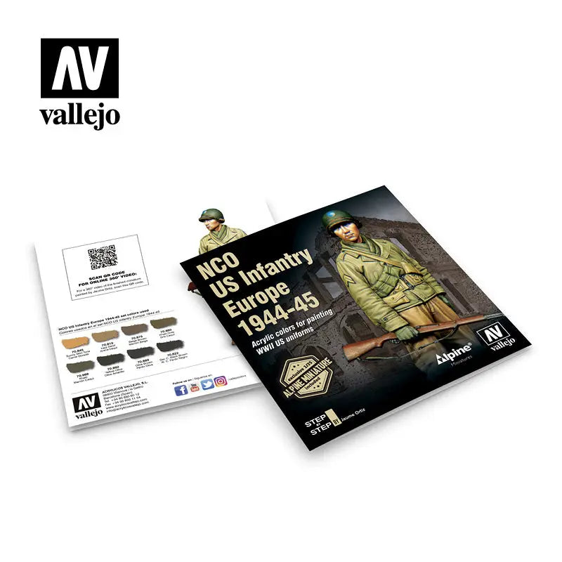 Vallejo Model Color Alpine NCO US Infantry Europe 1944-45 Acrylic Paint Set w/ Figure Vallejo