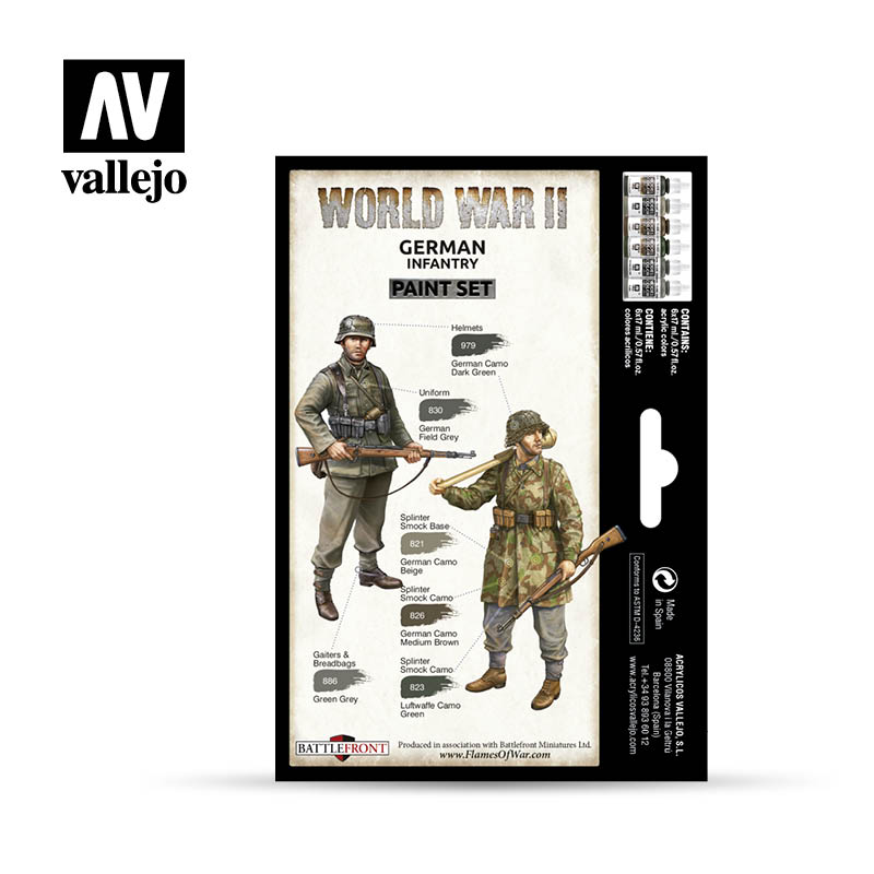 Vallejo Model Colour WWII German Infantry Acrylic 6 Colour Paint Set Vallejo