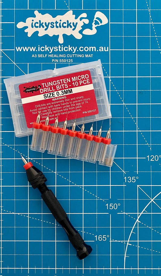 Ickysticky 10 Pce Tungsten Micro Drill Bits 0.3mm IckySticky